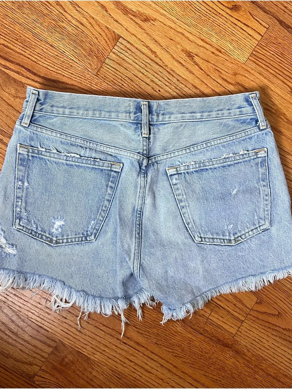 AGOLDE Parker Long Short Distressed Denim Blue Waist 29